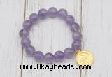 CGB6807 10mm, 12mm light amethyst beaded bracelet with alloy pendant