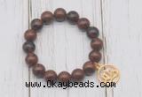 CGB6830 10mm, 12mm mahogany obsidian beaded bracelet with alloy pendant