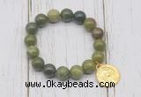 CGB6837 10mm, 12mm Canadian jade beaded bracelet with alloy pendant