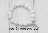 CGB6839 10mm, 12mm white howlite beaded bracelet with alloy pendant