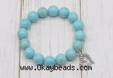 CGB6841 10mm, 12mm blue howlite turquoise beaded bracelet with alloy pendant