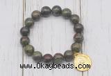 CGB6885 10mm, 12mm dragon blood jasper beaded bracelet with alloy pendant