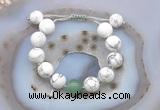 CGB6936 12mm round white howlite & green aventurine adjustable bracelets