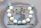 CGB6943 12mm round white howlite & amazonite adjustable bracelets