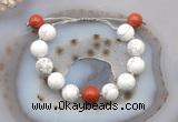 CGB6946 12mm round white howlite & red jasper adjustable bracelets