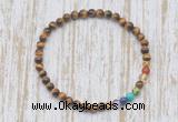 CGB7003 7 chakra 4mm grade AA yellow tiger eye beaded meditation yoga bracelets