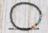 CGB7061 7 chakra 4mm golden obsidian beaded meditation yoga bracelets