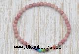 CGB7066 7 chakra 4mm pink wooden fossil jasper beaded meditation yoga bracelets