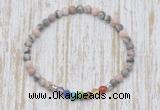 CGB7069 7 chakra 4mm pink zebra jasper beaded meditation yoga bracelets