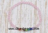 CGB7087 7 chakra 4mm rose quartz beaded meditation yoga bracelets