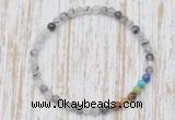 CGB7089 7 chakra 4mm black rutilated quartz beaded meditation yoga bracelets