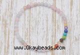 CGB7094 7 chakra 4mm morganite beaded meditation yoga bracelets