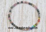 CGB7096 7 chakra 4mm tourmaline beaded meditation yoga bracelets