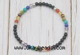 CGB7115 7 chakra 4mm black onyx beaded meditation yoga bracelets