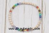 CGB7118 7 chakra 4mm white fossil jasper beaded meditation yoga bracelets