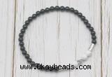 CGB7125 4mm black onyx & white howlite beaded meditation yoga bracelets