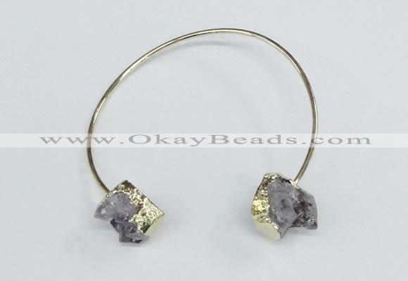 CGB720 13*18mm oval druzy amethyst gemstone bangles wholesale