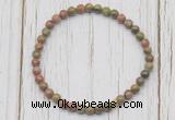 CGB7219 4mm tiny unakite beaded meditation yoga bracelets