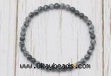 CGB7260 4mm tiny snowflake obsidian beaded meditation yoga bracelets