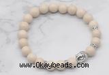 CGB7350 8mm white fossil jasper bracelet with buddha for men or women