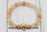 CGB7383 8mm yellow aventurine bracelet with leopard head for men or women