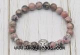 CGB7402 8mm rhodonite bracelet with lion head for men or women