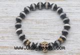 CGB7431 8mm Tibetan agate bracelet with skull for men or women