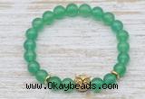 CGB7448 8mm green agate bracelet with owl head for men or women