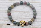 CGB7465 8mm Indian agate bracelet with leopard head for men or women