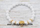 CGB7470 8mm white candy jade bracelet with lion head for men or women