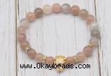 CGB7508 8mm rainbow moonstone bracelet with tiger head for men or women