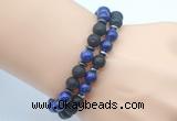 CGB7633 8mm black lava & lapis lazuli mala stretchy bracelets