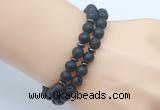 CGB7654 8mm black lava & matte black onyx mala stretchy bracelets