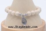 CGB7750 8mm white fossil jasper bead with luckly charm bracelets