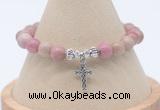 CGB7751 8mm pink wooden jasper bead with luckly charm bracelets