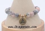 CGB7755 8mm pink zebra jasper bead with luckly charm bracelets