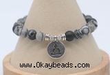 CGB7770 8mm black water jasper bead with luckly charm bracelets