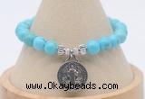 CGB7792 8mm blue howlite bead with luckly charm bracelets