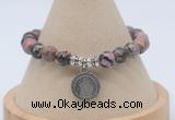 CGB7802 8mm rhodonite bead with luckly charm bracelets wholesale