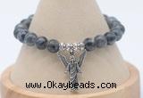 CGB7826 8mm black labradorite bead with luckly charm bracelets