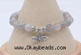 CGB7838 8mm grey banded agate bead with luckly charm bracelets