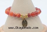 CGB7843 8mm red banded agate bead with luckly charm bracelets