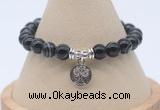 CGB7845 8mm black banded agate bead with luckly charm bracelets