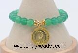 CGB7848 8mm green agate bead with luckly charm bracelets