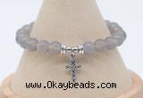 CGB7853 8mm grey agate bead with luckly charm bracelets