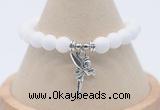 CGB7870 8mm white candy jade bead with luckly charm bracelets