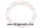 CGB8000 8mm white crystal, white jade & rose quartz beaded stretchy bracelets