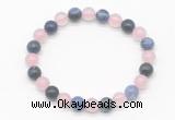 CGB8010 8mm rose quartz & sodalite gemstone beaded stretchy bracelets