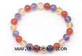 CGB8027 8mm amethyst, citrine & red agate beaded stretchy bracelets