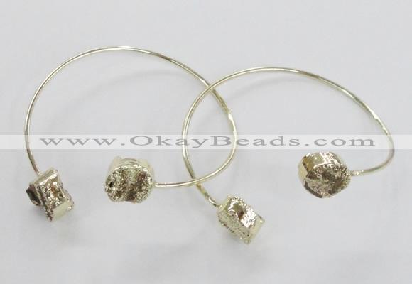 CGB803 12mm - 14mm coin plated druzy agate gemstone bangles